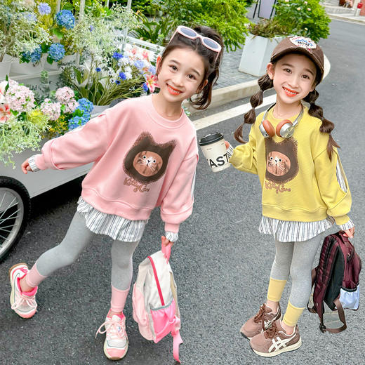 【穿衣有Yang！龙猫假两件卫衣套装】女童套装春秋新款 时尚小女孩龙猫假两件套装 中小儿童两件套-QQ 商品图2