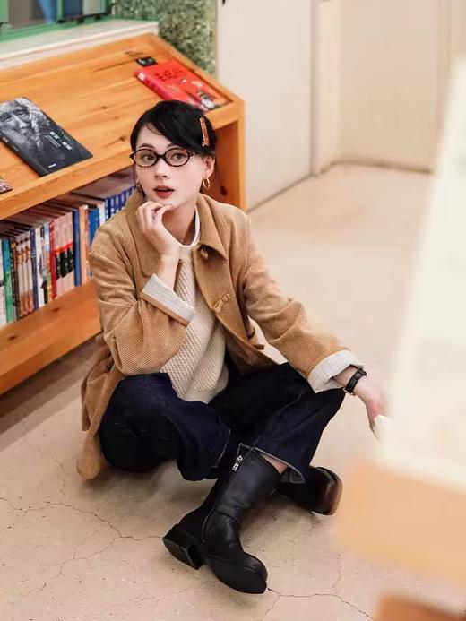 浮生八记/24C102/复古圆桶纱圆领木头扣叠穿毛衣马甲 商品图1