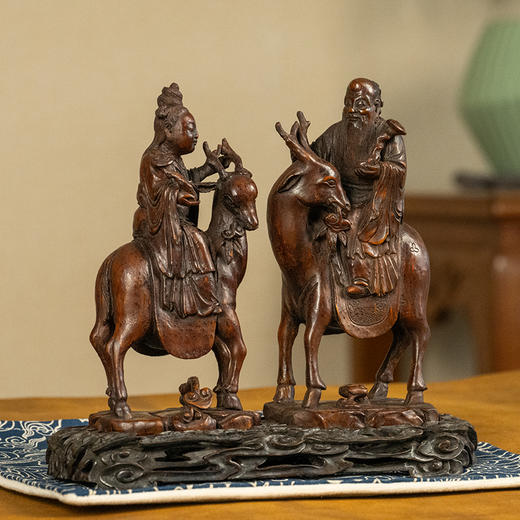 清 竹雕寿星摆件（红木座） 商品图1