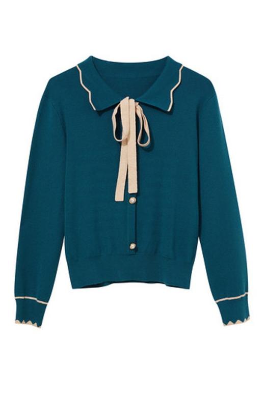 三COLOUR 波浪形翻领针织衫 9848 商品图5