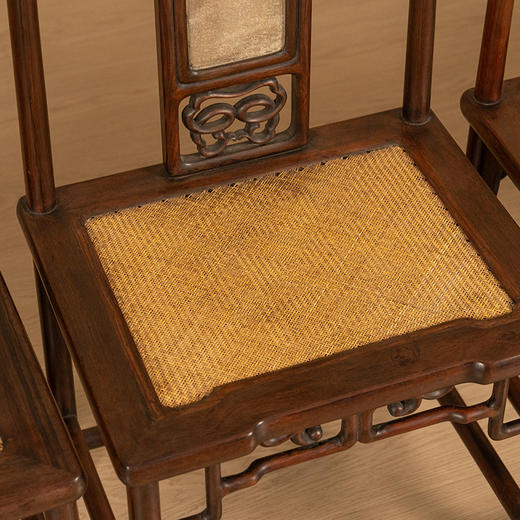 清 红木镶云石靠背椅成堂（一堂四只） 商品图4