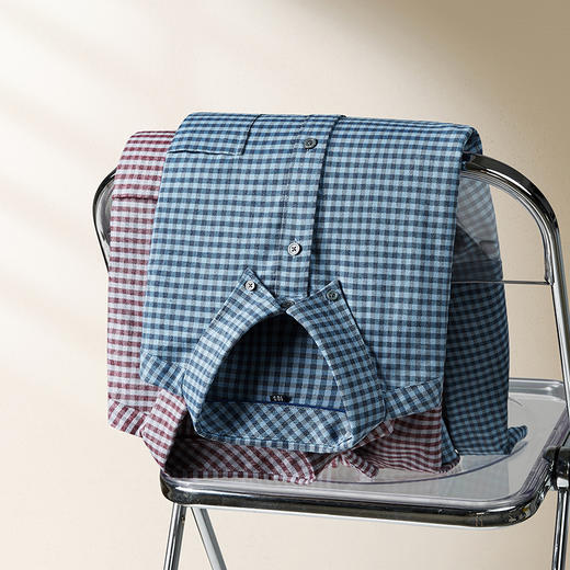 【100%棉】【新款DM】大依优型大码纯棉磨毛格子长袖衬衫男宽松加肥加大码男士休闲商务衬衣上衣胖子 商品图3