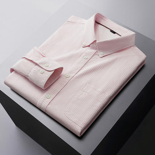 【100%棉】【新款DM】大依优型大码纯棉条纹长袖衬衫男宽松加肥加大码男士休闲商务衬衣上衣胖子 商品图9