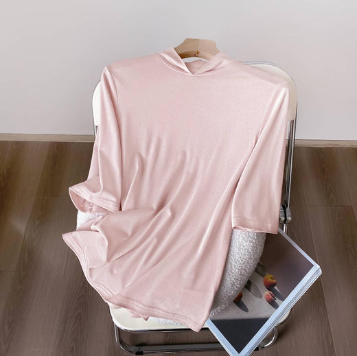 女士德绒5.0四季款轻薄保暖高弹打底衫（半高领5分袖） 商品图4