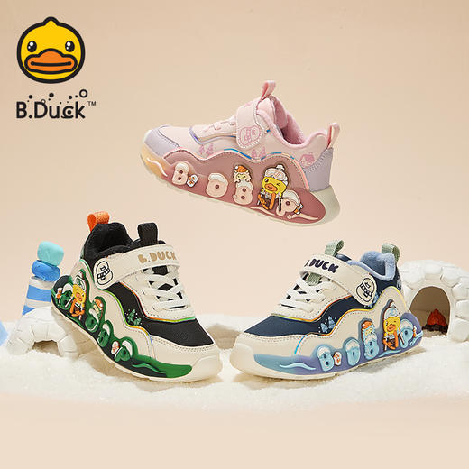 B.Duck小黄鸭童鞋卡通运动鞋冬季保暖防滑休闲鞋24-30 B5586973 商品图0
