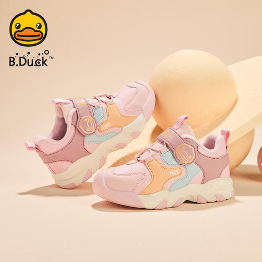 B.Duck小黄鸭童鞋冬季男女童加绒防滑运动鞋休闲鞋28-35 B5586978 商品图4