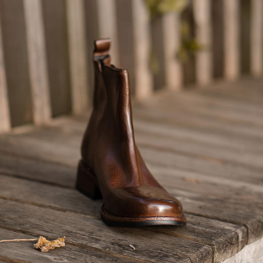 【阿么古纹马皮鞋】复古高级感百搭短靴侧拉链2025新款时装靴女3CM 商品图1