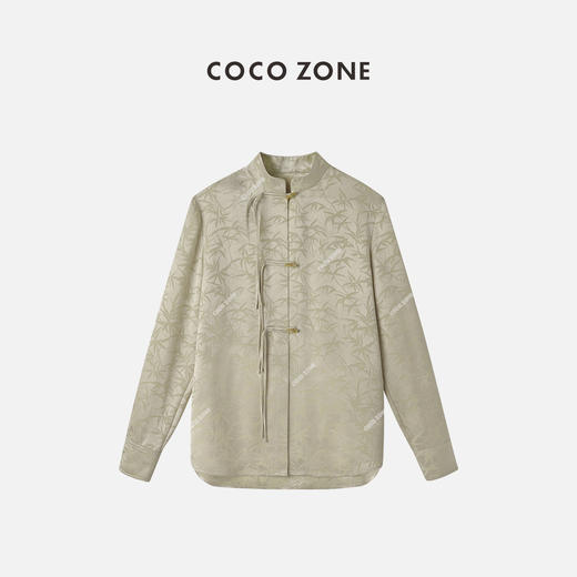 COCO ZONE 新中式复古盘扣衬衫高级感立领长袖上衣24C10361 商品图0