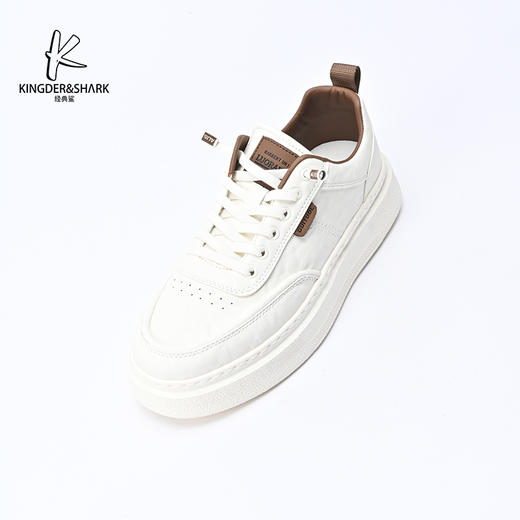 经典鲨2024年秋季新款韩版系带男士平底休闲鞋小白鞋KF17-D33011 商品图4