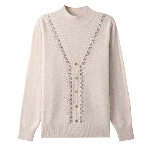 CC-38-6215秋冬款女士毛衣大码半高领洋气厚实百搭纯羊毛针织打底衫宽松上衣 商品图4