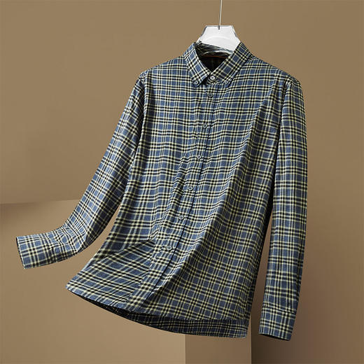 【100%棉】【新款DM】大依优型大码纯棉磨毛格子长袖衬衫男宽松加肥加大码男士休闲商务衬衣上衣胖子 商品图2