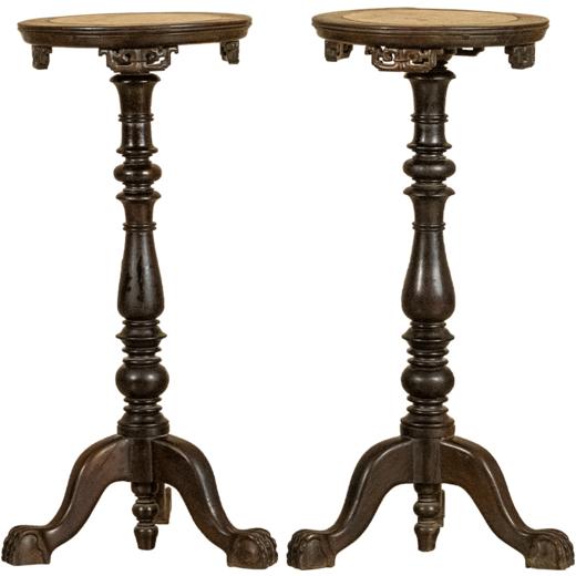 民国 红木镶云石独梃式圆台（一对） 商品图5