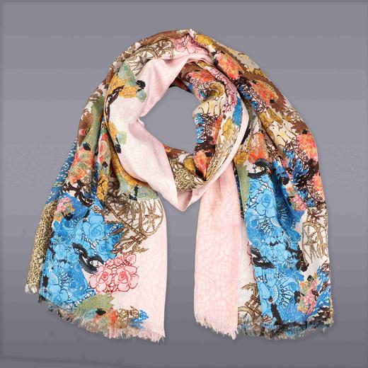 桑蚕丝金纺澳毛双面围巾 商品图8