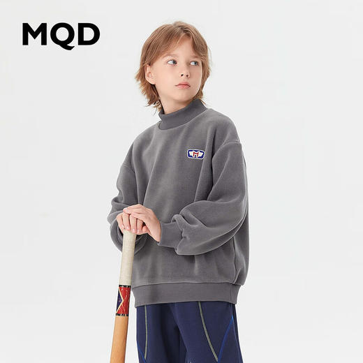 【MQD】童装男大童冬新款基础百搭运动休闲半高领加绒卫衣 商品图1