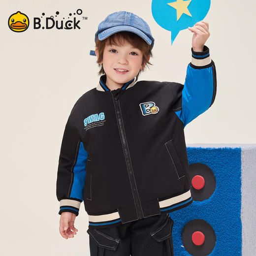 B.Duck小黄鸭童装冬季男童保暖休闲外套棒球服上衣105-150 BF5533032 商品图4