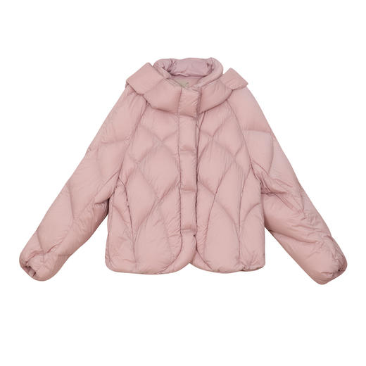 谜底短款羽绒服女2024冬季新品百搭粉色连帽鹅绒面包服244MY1597 商品图4