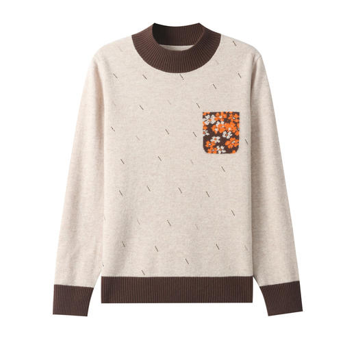 CC-38-6228宽松秋冬季100纯羊毛女士上衣新款半高领时尚针织加厚打底衫毛衣 商品图4