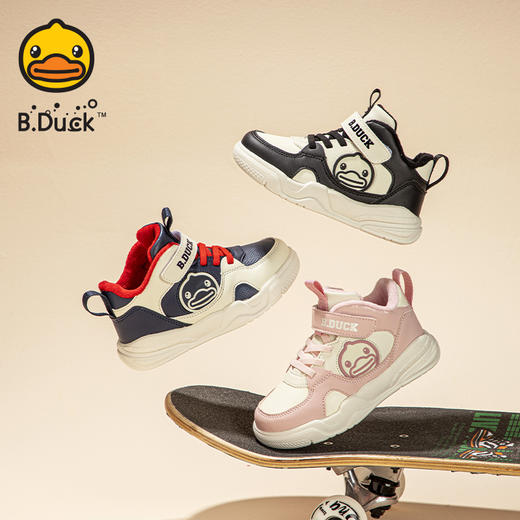 B.Duck小黄鸭童鞋冬季男女童高帮板鞋加绒保闲鞋24-30 B5586913 商品图0