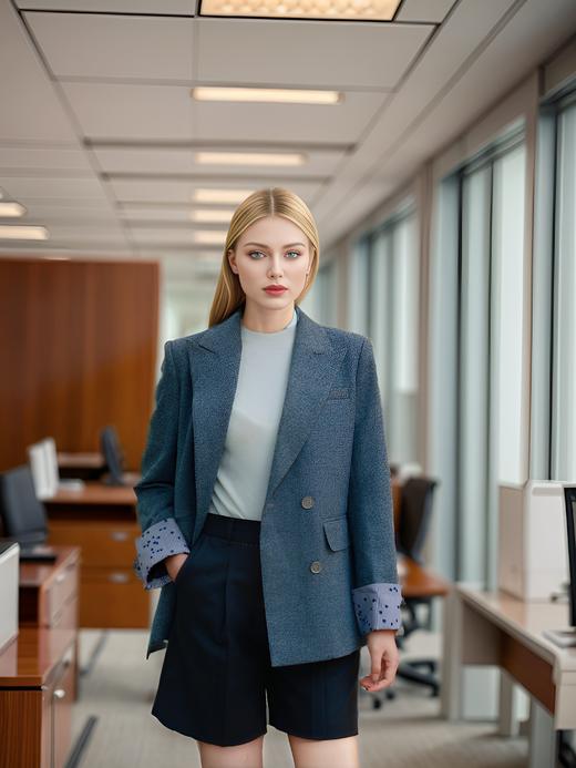 宽肩袖翻折拼色休闲西服外套 商品图2