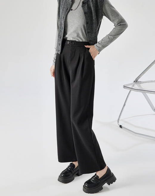 💞秋冬被毛呢裤拿捏了🌸🌸【AILISCOCO斜扣毛呢阔腿裤】📍📍📍 🔥又暖又舒服💰79/条 ✨宽松有型，👉高级又百搭！👏怎么穿都好看~强推👍🏻 商品图3