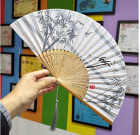 竹质二青折叠扇