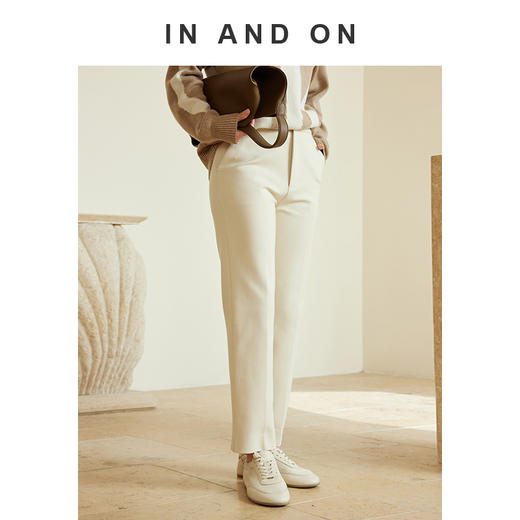 54613 IN AND ON 城市节奏  高弹柔软舒适脚口开衩直筒裤 商品图6