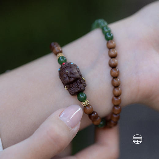 绿度母芭比檀和田玉手链 | 万物叁仟 商品图1