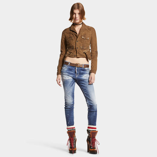 【二】DSQUARED2 女士徽标标签休闲牛仔裤 蓝色 S75LB0979 S30872 470 商品图2
