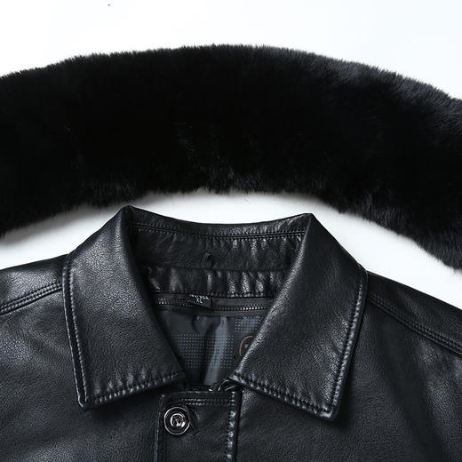 【可拆卸内胆】【可拆卸毛领】【新款DLC】大依优型大码翻领pu皮夹克外套加肥加大肥佬休闲上衣男士胖子潮流 商品图7