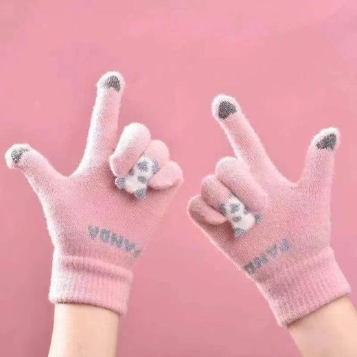 【毛絨全指触屏保暖手套】新款手套冬天女可爱加绒保暖防寒触屏软妹骑车学生五指骑行秋冬季，灵敏触屏 灵活办公。ry 商品图2