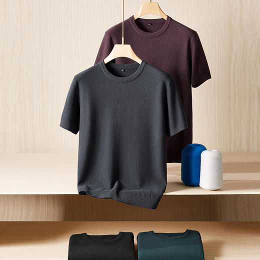 【羊毛】【新款DPF】大依优型毛衣针织短袖背心休闲针织衫毛背心加肥加大上衣男士胖子大码毛衫t恤打底 商品图0