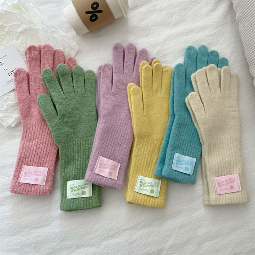 【YW】无忧购韩系ins学院风80%羊毛触屏露指针织毛线手套（截单后7天发货) 商品图5