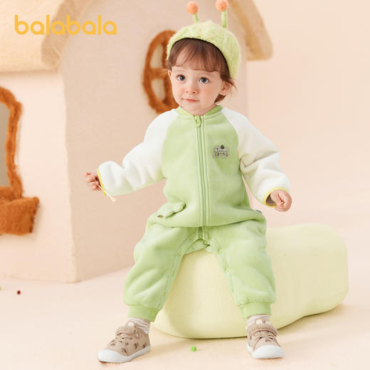 巴拉巴拉宝宝外出连体衣新款新生儿哈衣包屁衣冬装羊羔毛时尚 商品图2
