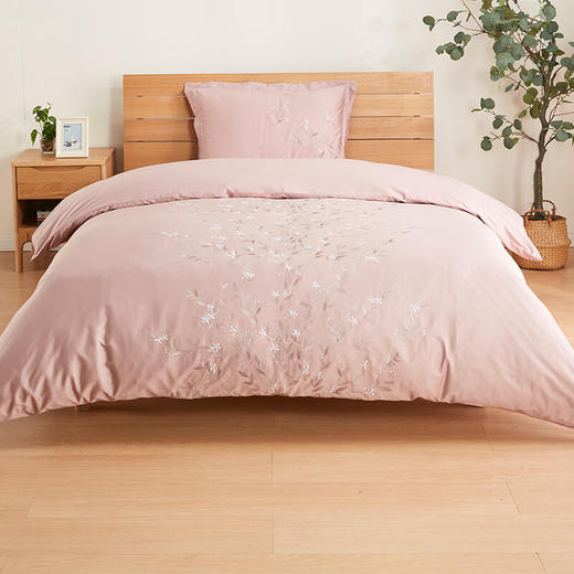 一眼万年系列床品 刺绣 粉色 纯棉 被套/枕套/床单/四件套  单人/双人/特大双人 商品图1