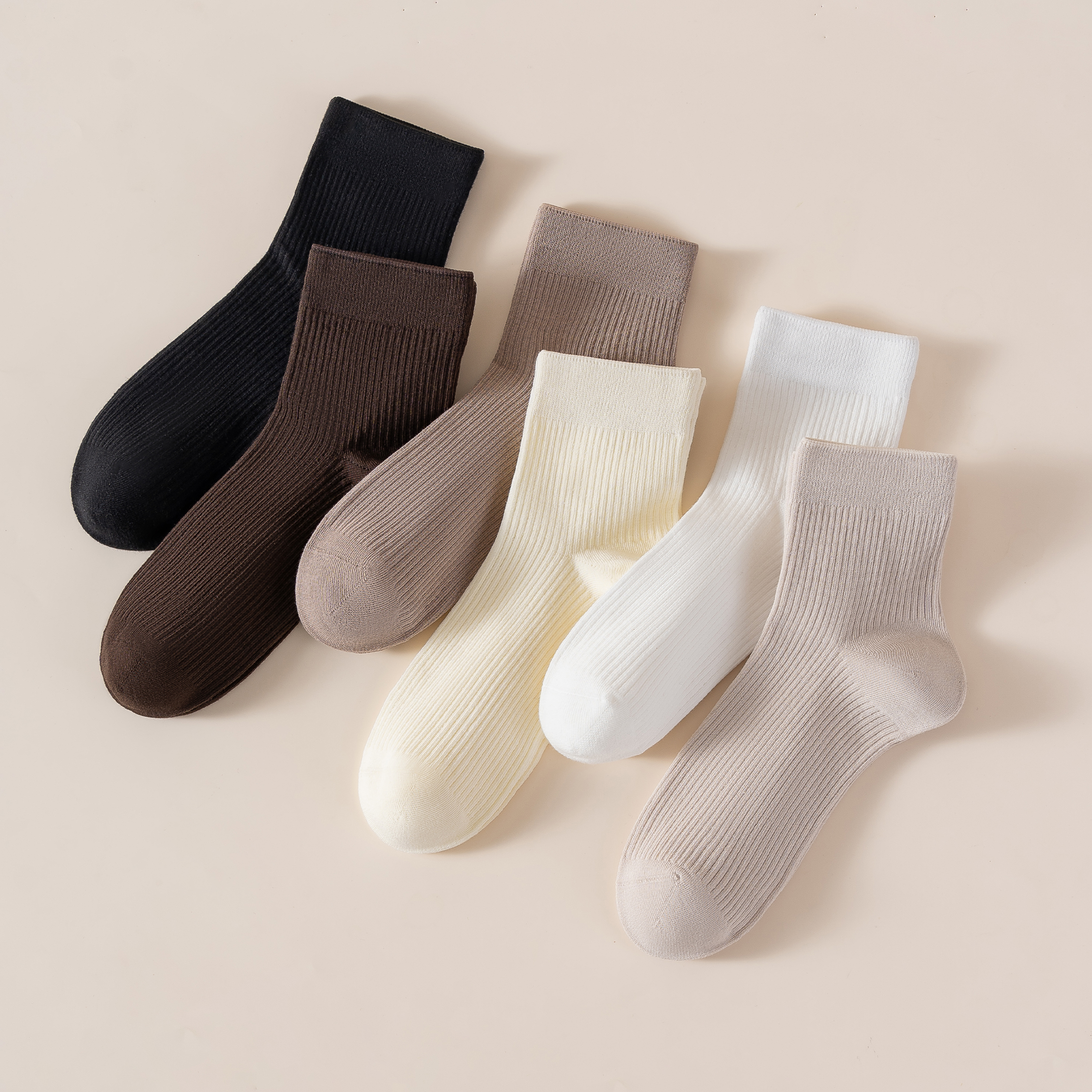 连绵·超柔抽条短筒女袜（3双装）DF8558