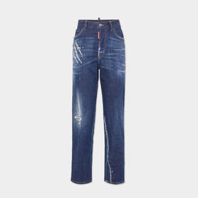 【一】DSQUARED2 女士徽标标签休闲牛仔裤 蓝色 S75LB0942 S30342 470