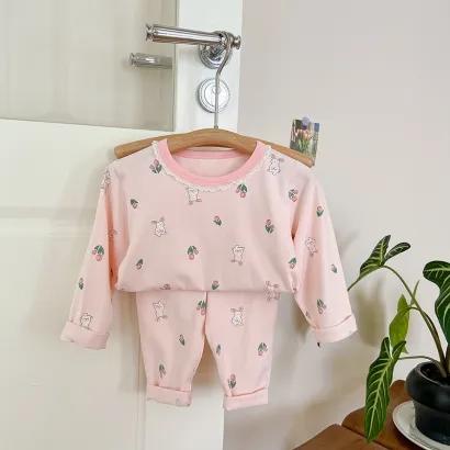 哈萌熊童装儿童秋季新款长绒棉莱卡家居服套装男童秋款睡衣女童秋装空调服中大童衣服（卡码往大拍） 商品图10