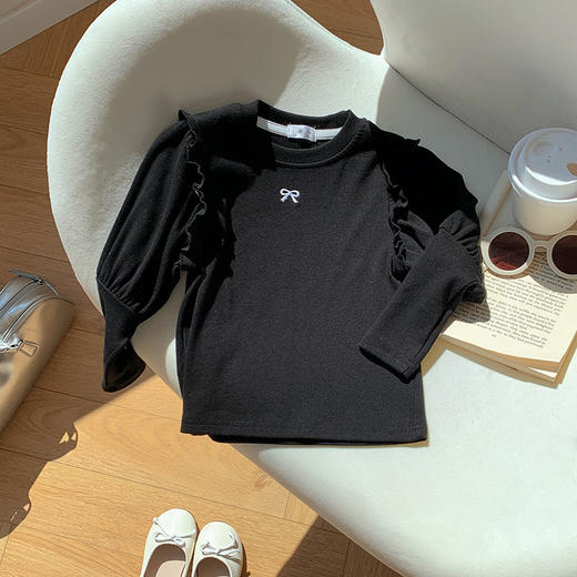 【女童新款打底衫，蝴蝶结刺绣设计】女童打底衫韩版春季新款 刺绣蝴蝶结上衣 女孩圆领中小儿童T恤-QQ 商品图7