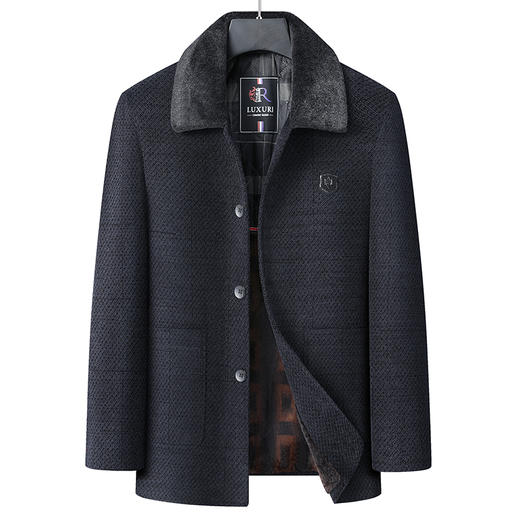 【雪尼尔】【新款DLC】大依优型大码翻领加棉外套商务夹克加肥加大肥佬休闲上衣男士胖子 商品图0