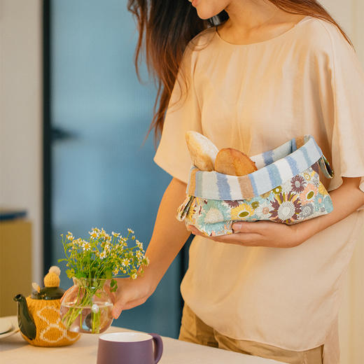 向日葵条纹系列面包筐布艺零食收纳筐杂物篮子 商品图2