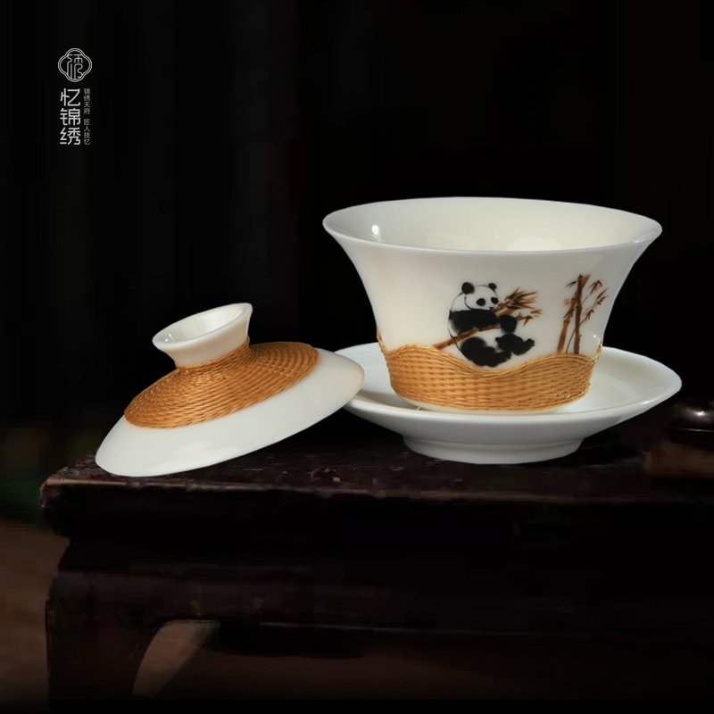 竹丝扣瓷-金竹大熊猫