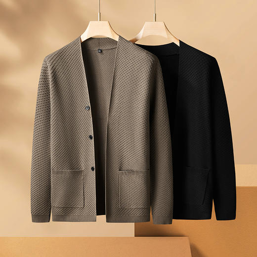 【新款DPF】大依优型大码男装休闲开衫毛衣针织衫夹克外套舒适加肥加大男士上衣 商品图0