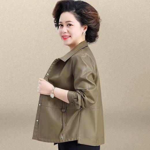 A6688皮衣外套女中年妈妈秋装2025新款中老年女装春秋皮夹克短款小个子 商品图1