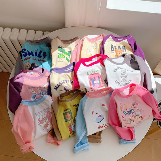 【新款女童上衣，百搭可爱，卡通图案萌趣十足】女童上衣百搭长袖 棉质宝宝秋装新款t恤 小童秋款儿童童装 卡通打底衫-QQ 商品图1