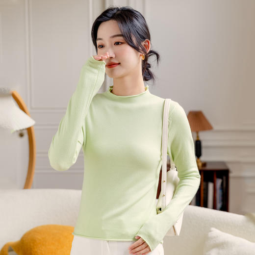 【89元任选3件，一起加入购物车结算！BIMO碧茉多色打底衫】BIMO碧茉半高领毛边长袖打底衫 7色可选！ 商品图3