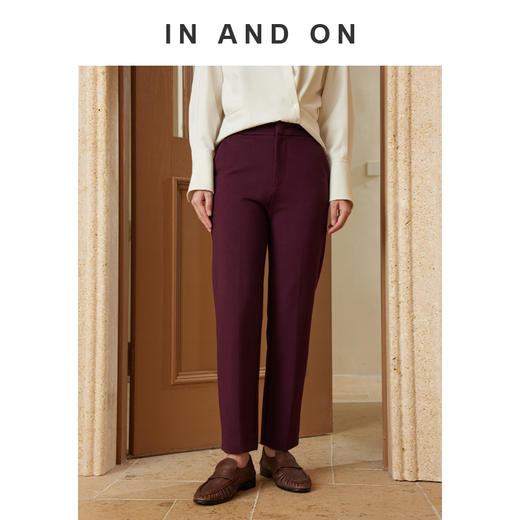 54613 IN AND ON 城市节奏  高弹柔软舒适脚口开衩直筒裤 商品图7