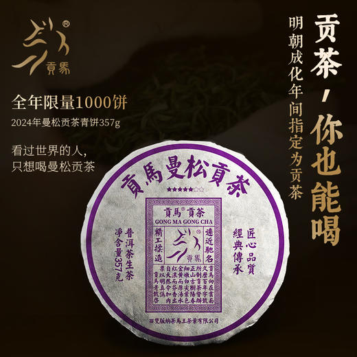 【贡马贡茶】2024年五星贡茶曼松357克生饼 商品图0