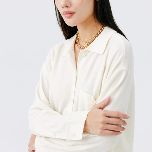 东黎 • 小山羊绒女士秋冬简约衬衫领开衫 2100 商品图5