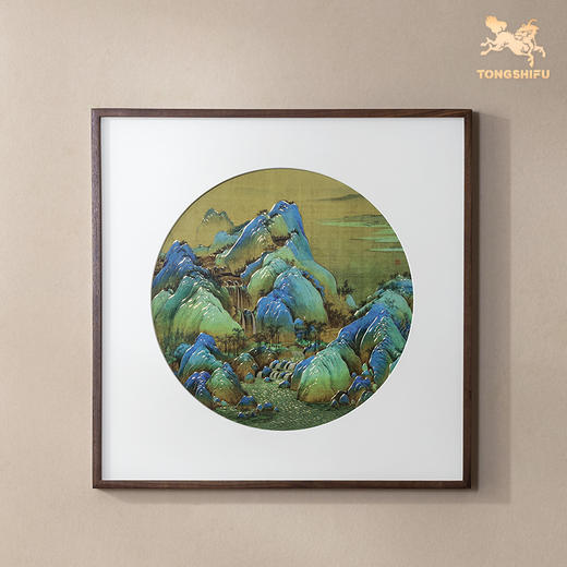 铜师傅 手工錾刻 铜雕画《千里江山 圆形》客厅背景墙装饰挂画 商品图1