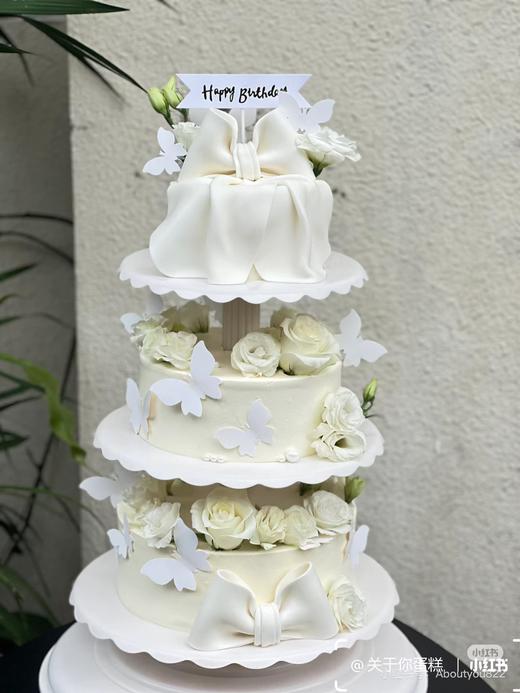 三层翻糖蝴蝶结玫瑰10+8+6 商品图0